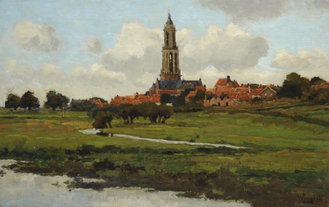 Derk Wiggers | A view on Rhenen, Öl auf Leinwand, 42,4 x 65,4 cm, signed l.r.