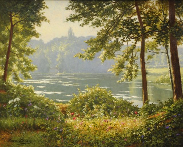 Henri Biva | Morgenrot über dem See, Öl auf Leinwand, 65,5 x 81,3 cm, Unterzeichnet l.u.