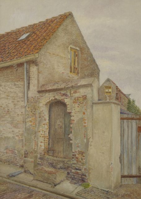 Tjitske van Hettinga Tromp | Alte Häuser zu Zaltbommel, Öl auf Leinwand, 40,5 x 29,6 cm, Unterzeichnet r.u. mit Monogramm und datiert 1949