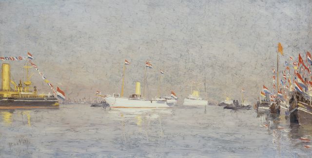 Bas Veth | Naval review, Öl auf Holz, 22,5 x 43,3 cm, signed l.l.