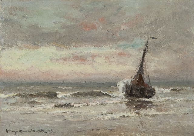 Morgenstjerne Munthe | Auf dem Strand, Öl auf Leinwand auf Holz, 21,4 x 30,1 cm, Unterzeichnet l.u. und datiert 1914