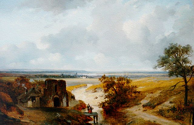 Nicolaas Roosenboom | A panoramic summer landscape, Öl auf Holz, 34,0 x 49,5 cm, signed l.l.