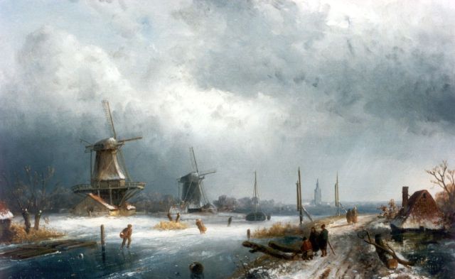 Charles Leickert | A winter landscape, Öl auf Tafel, 28,7 x 42,8 cm, signed l.l.