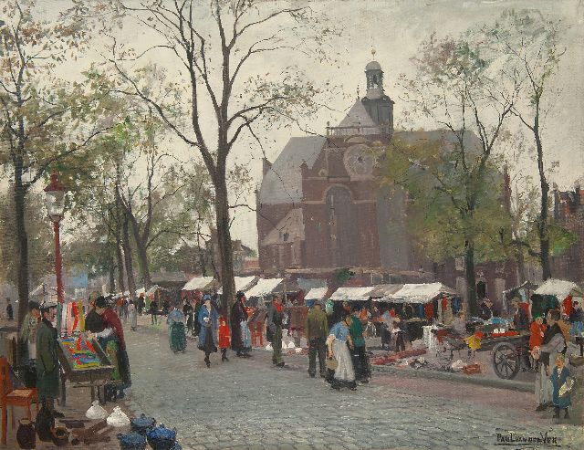 Paul van der Ven | Markttag am Noordermarkt, Amsterdam, Öl auf Leinwand, 84,4 x 109,8 cm, Unterzeichnet r.u. und auf dem Keilrahmen