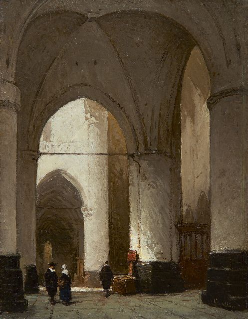 Johannes Bosboom | Kircheninterieur, Öl auf Holz, 19,2 x 15,0 cm, Unterzeichnet u.r.