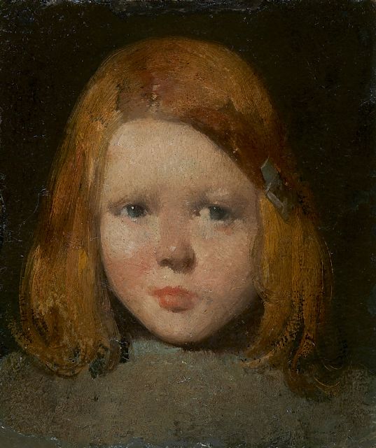 Willem van den Berg | Kinderporträt, Öl auf Papier auf Holzfaser, 13,6 x 11,7 cm