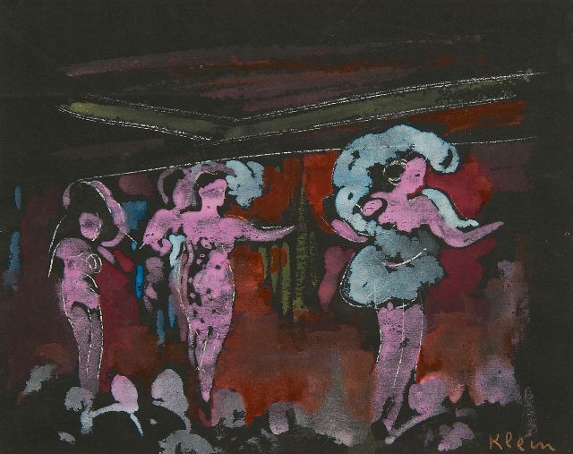 Frits Klein | Showtänzerinnen, Gouache auf Papier, 25,2 x 32,4 cm, Unterzeichnet u.r.