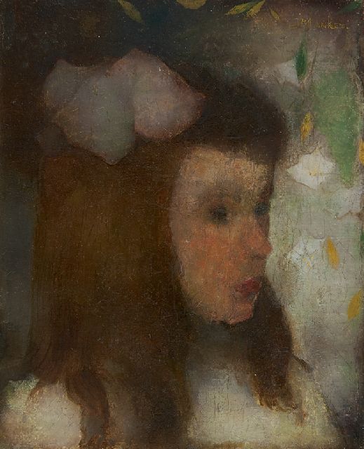 Mankes J.  | Porträt eines Mädchens, Öl auf Leinwand 20,0 x 16,3 cm, Unterzeichnet o.r. und zu datieren um 1911