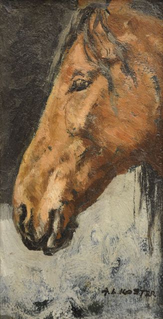 Anton Koster | A horse's head, Öl auf Holz, 21,7 x 11,5 cm, signed l.r.