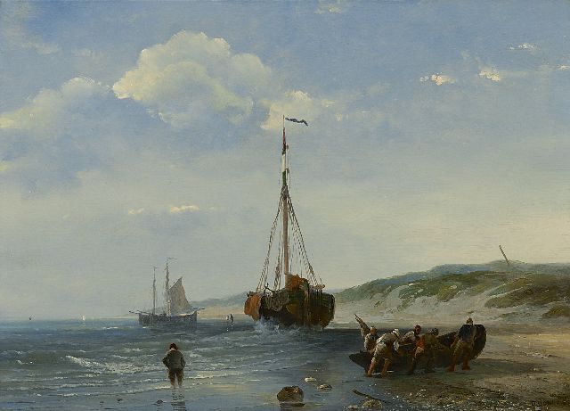 Desiré Donny | Fischerboote bei Ebbe, Öl auf Holz, 25,4 x 35,2 cm, Unterzeichnet r.u.