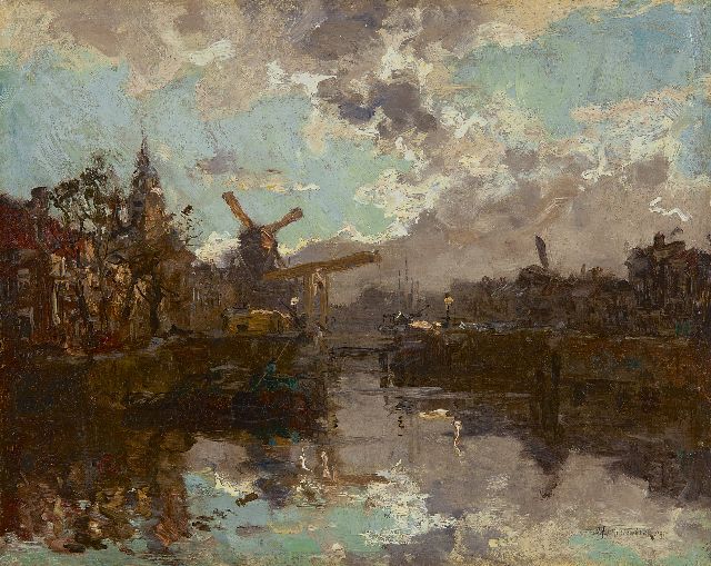 Mastenbroek J.H. van | Der Aelbrechtskolk in Delfshafen, Öl auf Leinwand 28,3 x 35,8 cm, Unterzeichnet r.u. und datiert '09