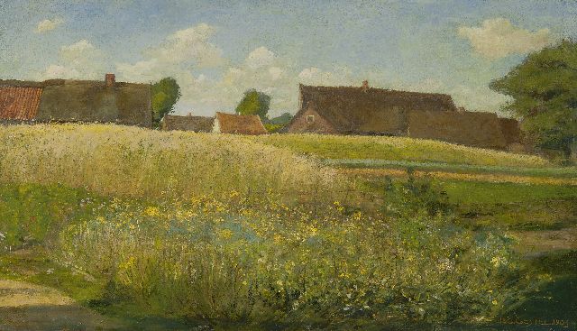 Leo Gestel | Bauernhöfe dem Kornfeld entlang, Öl auf Leinwand, 37,0 x 62,5 cm, Unterzeichnet r.u. und datiert 1904