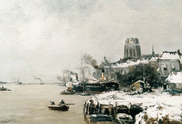 Apol L.F.H.  | A view of Dordrecht in winter, Öl auf Leinwand 44,7 x 60,0 cm, signed l.l.