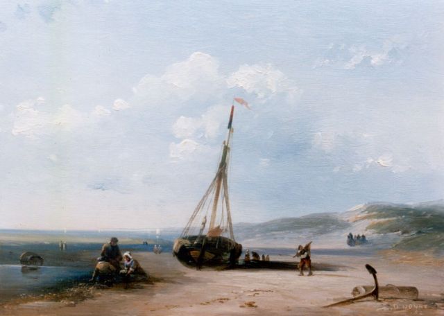 Desiré Donny | Activities on the beach, Öl auf Holz, 18,1 x 23,8 cm, signed l.r. und dated '52
