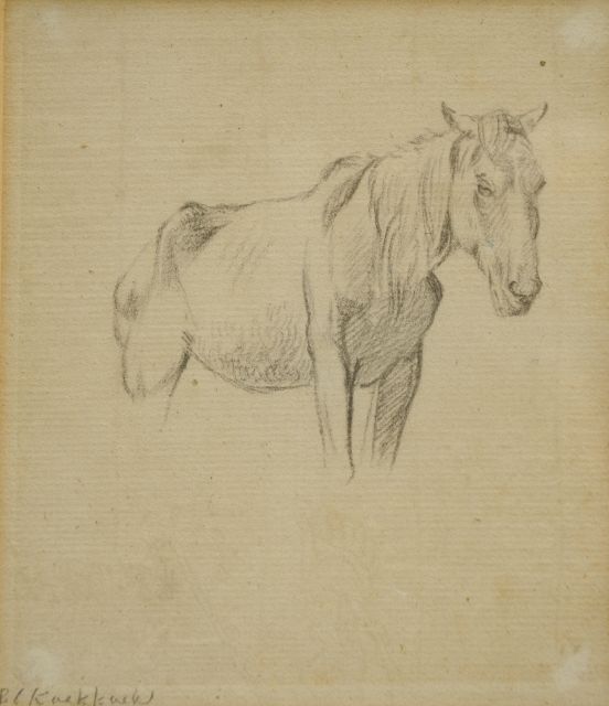 Barend Cornelis Koekkoek | Studie von einem Pferd, Kreide auf Papier, 14,3 x 12,5 cm, Unterzeichnet u.l.