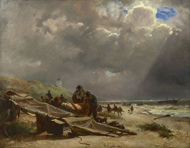 Willem van Deventer | Schiffbruch beim Strand von Katwijk, Öl auf Papier Malereifaser, 46,3 x 59,6 cm, Unterzeichnet u.r. und datiert '44