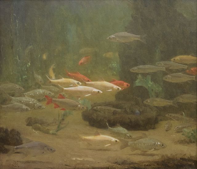 Gerrit Willem Dijsselhof | Goldfische, Öl auf Leinwand, 45,0 x 51,0 cm, Unterzeichnet l.u. mit Monogramm