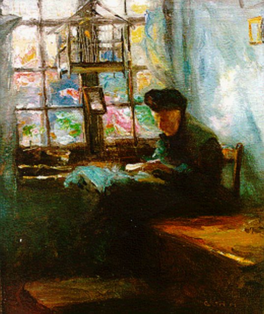 Maurice Góth | A woman reading, Öl auf Leinwand, 60,0 x 50,0 cm, signed l.r.