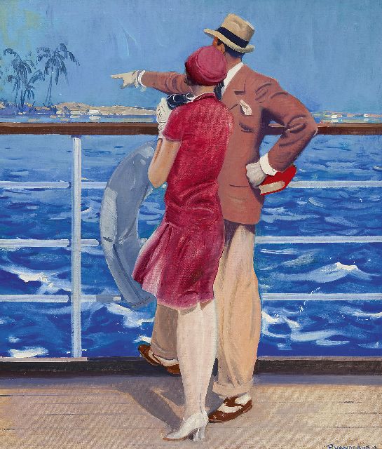 Piet van der Hem | Winterferien in den Tropen mit K.N.S.M., Öl auf Leinwand, 89,0 x 63,5 cm, Unterzeichnet r.u. und zu datieren um 1928