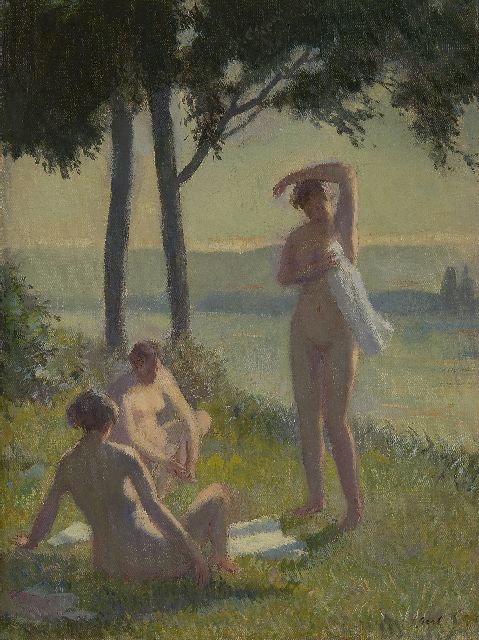 Salomon Garf | Badende Frauen, Öl auf Leinwand, 39,4 x 29,9 cm, Unterzeichnet r.u.
