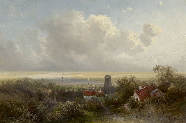 Pieter Kluyver | Ansicht im Flusstal, Öl auf Holz, 23,7 x 36,0 cm, Unterzeichnet u.r.