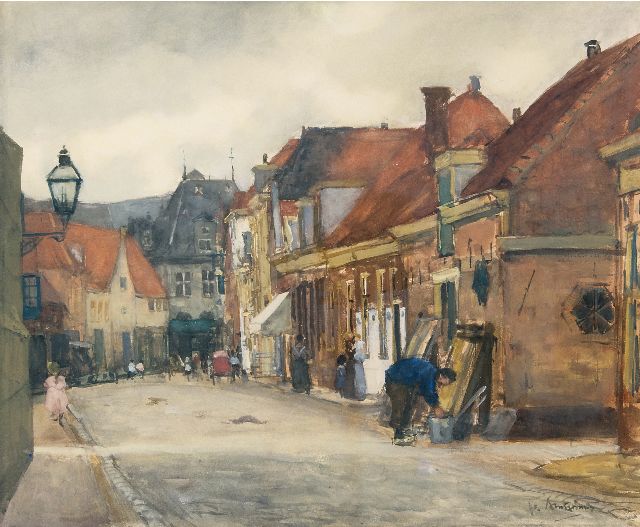 Floris Arntzenius | Strasse zu Hoorn mit Anblick auf die Käsewaage, Aquarell auf Papier, 39,0 x 46,5 cm, Unterzeichnet u.r. und zu datieren 18 August 1905