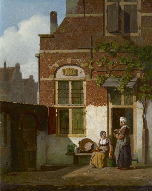 Johannes Rutten | Holländisches Innenhof, Öl auf Holz, 24,2 x 19,1 cm, Unterzeichnet l.u. mit Monogramm