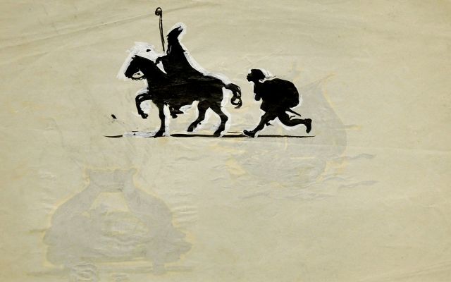 Spoor N.  | Sankt Nikolaus Kapoentje; verso: Berend Botje und Luilak Beddezak, Ausziehtusche mit erhöhtes weiss auf Papier 14,5 x 21,7 cm, zu datieren um 1920