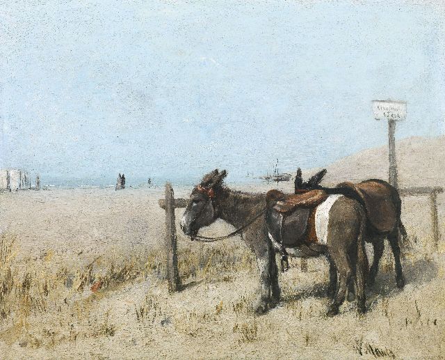 Willem Maris | Esel am Strand, Öl auf Holz, 19,3 x 23,8 cm, Unterzeichnet r.u. und zu datieren um 1866-1868
