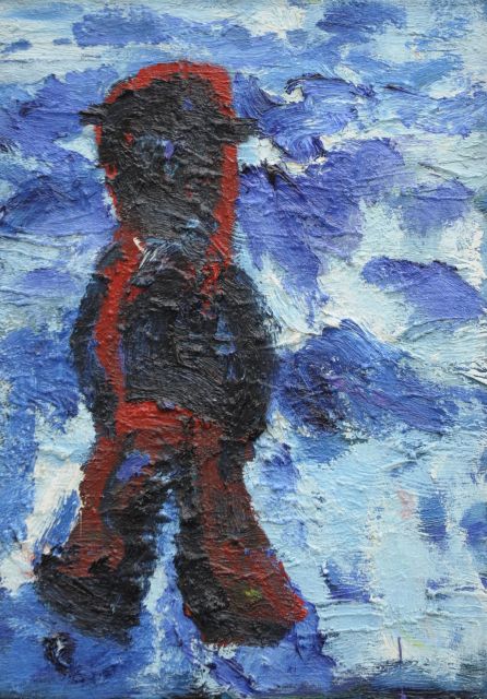 Gerrit Benner | Figur am Meer, Öl auf Leinwand, 70,0 x 50,0 cm, Unterzeichnet Im Verso