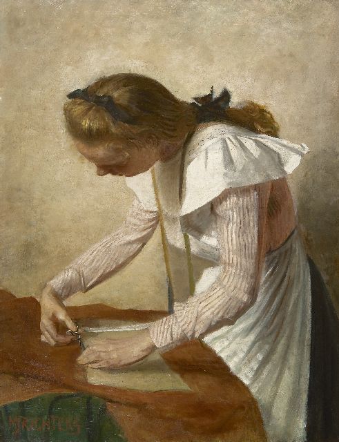 Marius Richters | Porträt von Catharine, Schwester des Malers, Öl auf Leinwand, 93,4 x 71,2 cm, Unterzeichnet l.u. und verso und verso datiert 1901