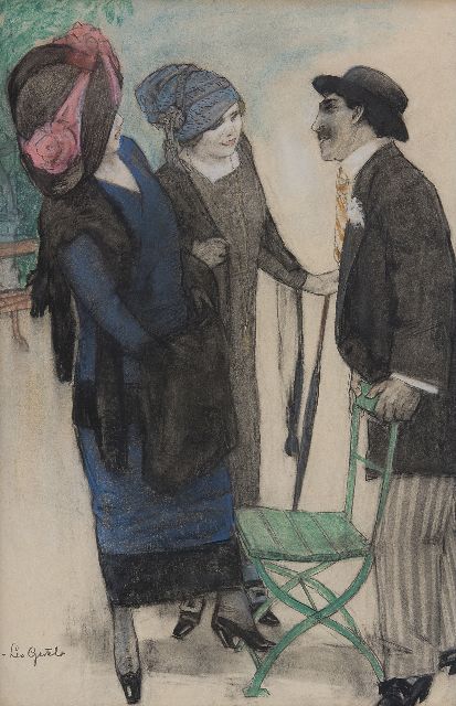 Leo Gestel | Unterhaltung im Park, Holzkohle und Pastell auf Papier, 50,1 x 33,4 cm, Unterzeichnet u.l. und zu datieren ca. 1910
