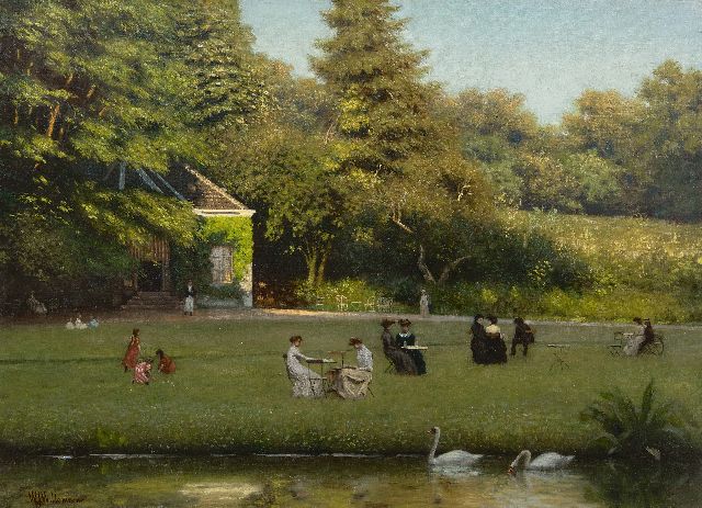 Willemsen W.J.  | Die Teestube in Park Sonsbeek, Arnhem, Öl auf Leinwand 50,5 x 69,5 cm, Unterzeichnet u.l.