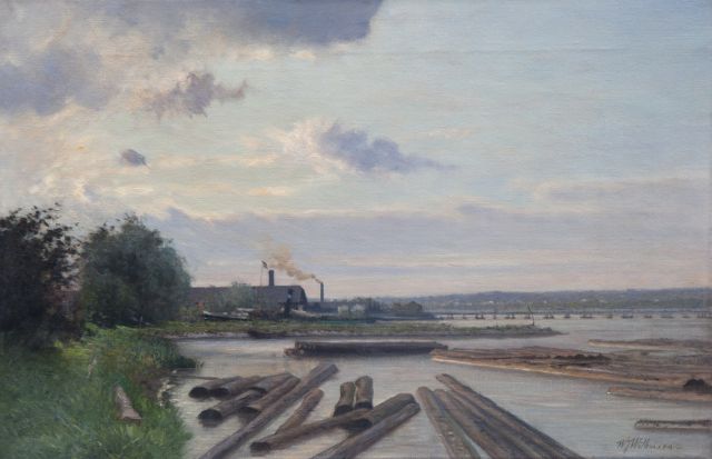 Willem Jan Willemsen | Der Hafen von G.T.Coers am Rhein in Arnheim, Öl auf Leinwand, 34,3 x 51,3 cm, Unterzeichnet u.r.