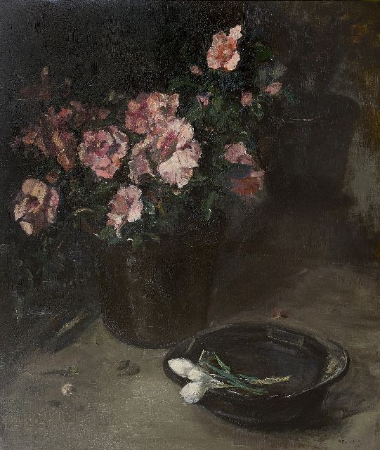 Ans van den Berg | Blumen, Öl auf Leinwand, 78,0 x 65,3 cm, Unterzeichnet u.R.