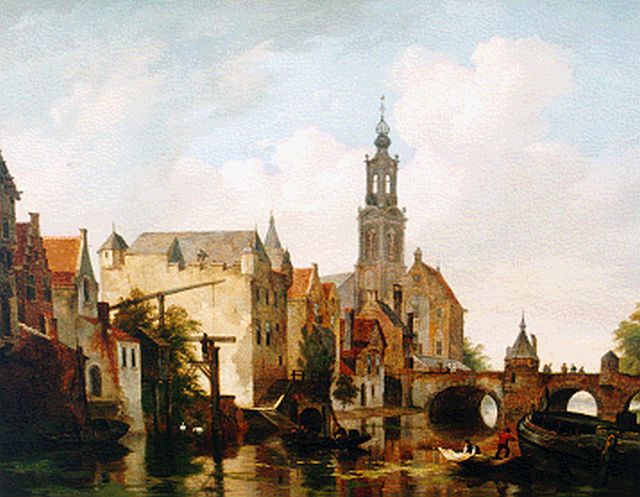 Bart van Hove | A town along a river, Öl auf Holz, 39,3 x 45,5 cm, signed l.r.