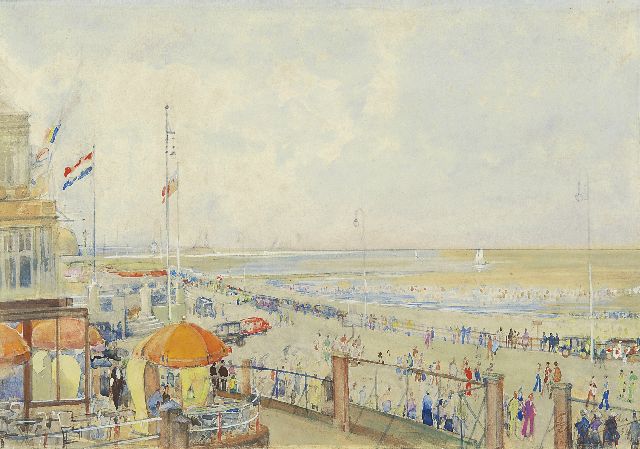 Bakker F.  | Sommerliches Scheveningen, Aquarell auf Papier 24,0 x 34,1 cm, Unterzeichnet r.u. und datiert '34