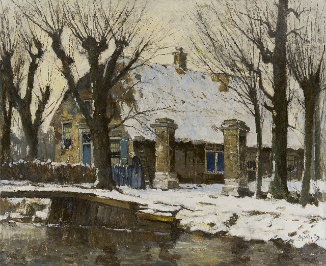 Jan Harm Weijns | Bauernhof Das Jagthuis am Beukelsdijk, Rotterdam, Öl auf Leinwand, 90,8 x 110,5 cm, Unterzeichnet u.r.