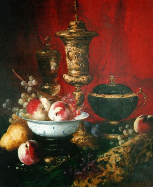 Antoine Vollon | Stilleven met pronkbekers en fruit, Öl auf Leinwand, 66,0 x 54,0 cm