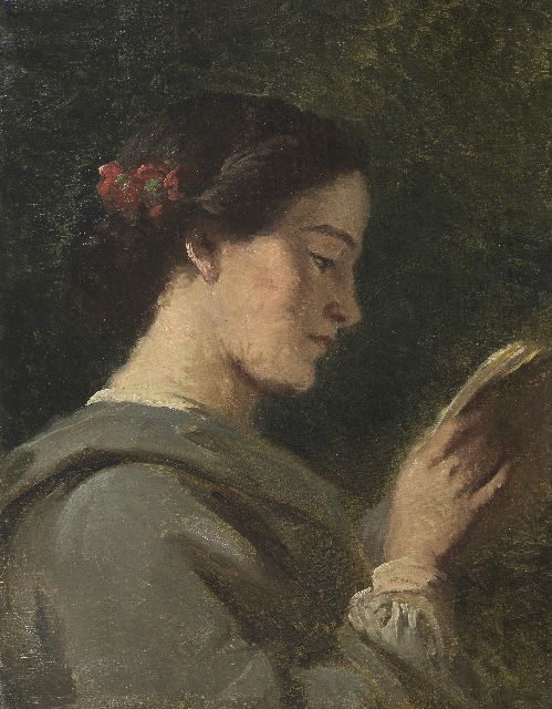 Piet van Wijngaerdt | Lesende junge Frau, Öl auf Leinwand, 53,6 x 41,7 cm, ohne Rahmen