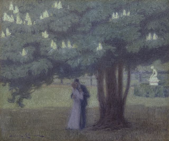 Lucovic Alleaume | Unter dem Kastanienbaum, Öl auf Leinwand, 46,0 x 55,0 cm, Unterzeichnet u.l.