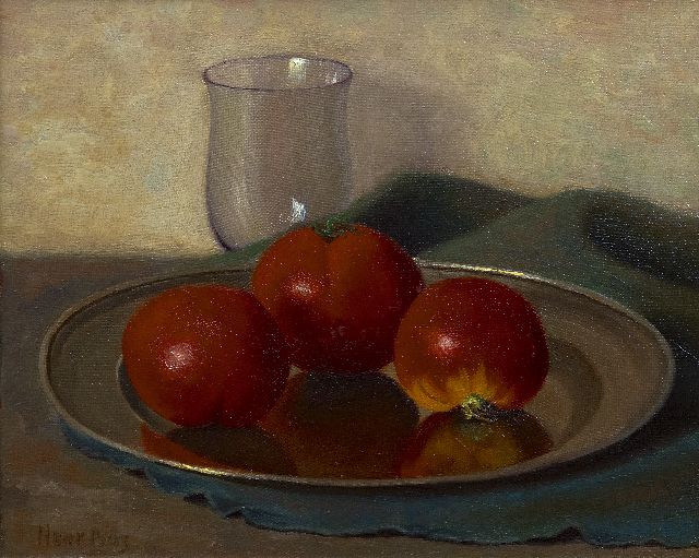 Henk Bos | Tomaten, Öl auf Leinwand, 24,2 x 29,9 cm, Unterzeichnet u.l.