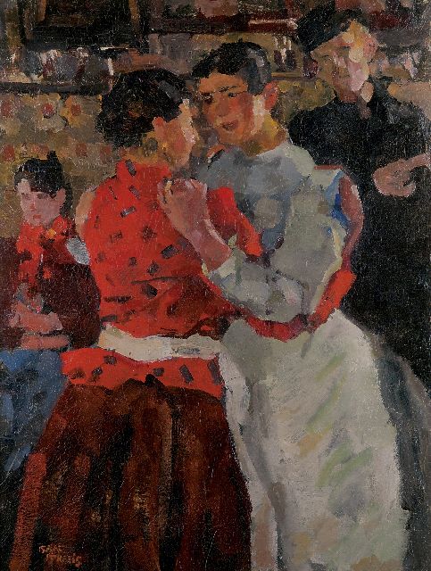 Isaac Israels | Sich umarmende Frauen in einem Café, Öl auf Leinwand, 97,5 x 74,5 cm, Unterzeichnet u.l. und zu datieren um 1892-1897