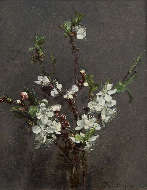 Henri Fantin-Latour | Apfelbütezweige, Öl auf Leinwand, 27,0 x 21,2 cm, Unterzeichnet u.r. und datiert '73