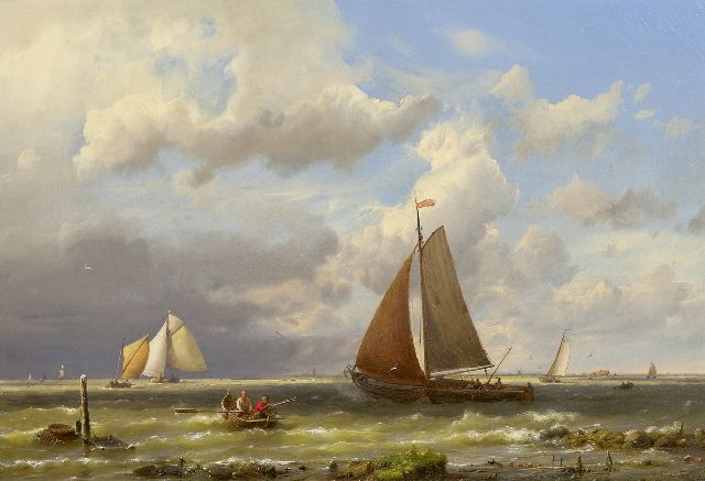 Hermanus Koekkoek | Schiffe auf unruhiger See, Öl auf Leinwand, 33,2 x 48,2 cm, Unterzeichnet r.u. und datiert '62