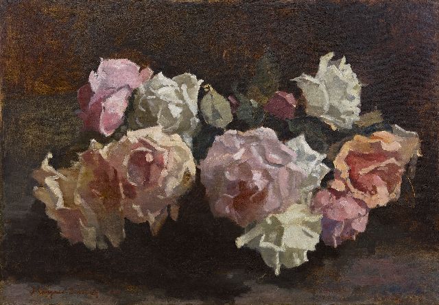 Ida Langeveld-Dubourcq | Rosen, Öl auf Leinwand, 40,2 x 57,9 cm, Unterzeichnet u.l.