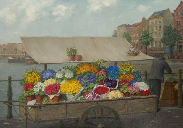 Gerrit David Labots | Blumenbude, Öl auf Leinwand, 70,3 x 100,0 cm, Unterzeichnet r.u. und verso und datiert 1953