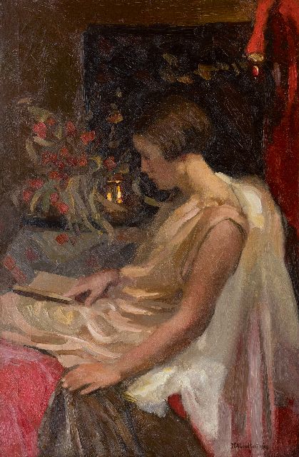 Jan Goedhart | Mädchen beim Lesen, Öl auf Leinwand, 85,3 x 56,0 cm, Unterzeichnet u.r. und datiert 1929