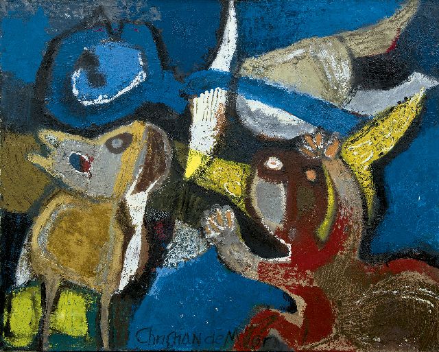 Chris de Moor | Figuren, Öl auf Leinwand, 80,5 x 99,9 cm, Unterzeichnet M.u. und verso datiert 1968