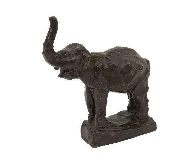 Zijl L.  | Elefantenbaby, Patinierte Bronze 14,5 x 12,5 cm, Unterzeichnet mit Initialen auf der Basis und zu datieren um 1916
